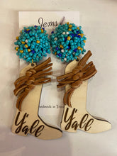 Load image into Gallery viewer, Jems by jess y’all beaded stud boot earrings
