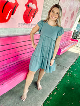 Load image into Gallery viewer, Flutter Sleeve Ruffle T-Shirt Dress

