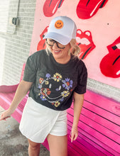 Load image into Gallery viewer, Floral Smiley Face Oversized Premium Graphic Top

