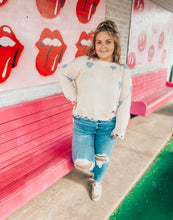 Load image into Gallery viewer, Blue Heart Distressed Sweater
